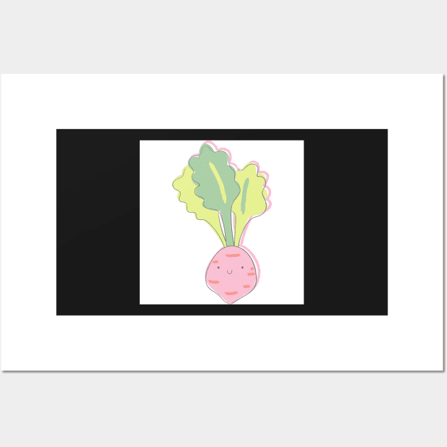 Cute Kawaii Radish Wall Art by greenoriginals